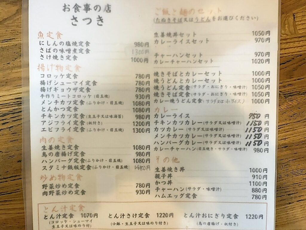 さつき：メニュー