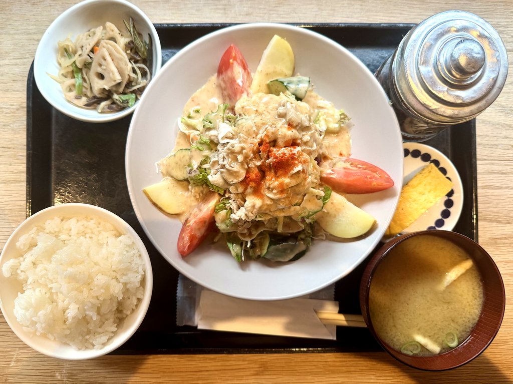 梅山鉄平食堂：豚しゃぶサラダ定食